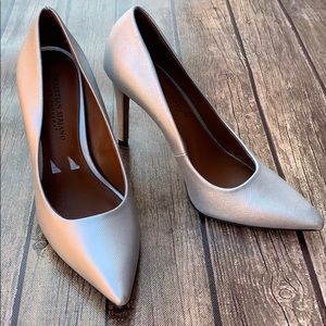 Metallic Silver Heels